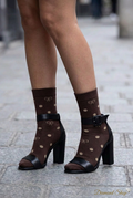 Calzini marroni a pois con sandalo e logo Diamond Shop
