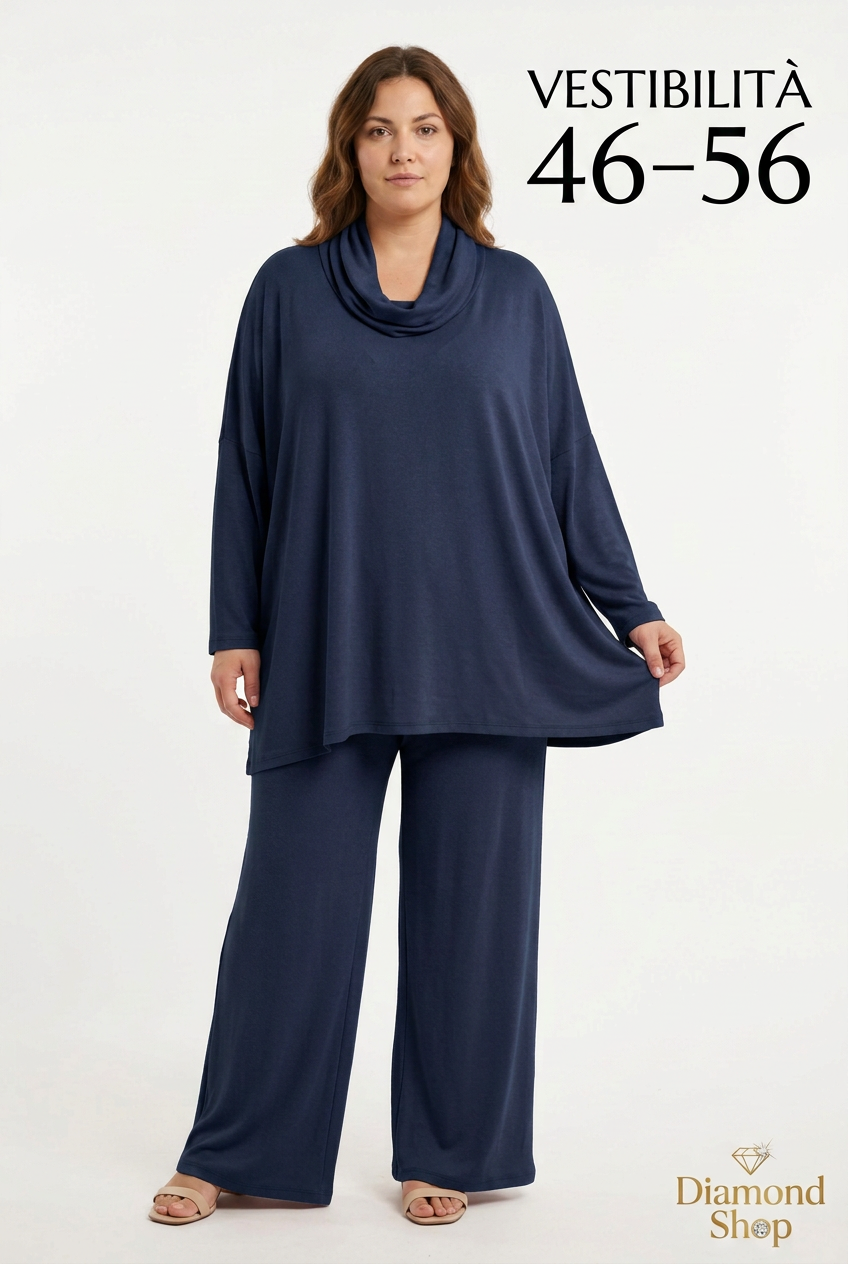 Coordinato Curvy blu notte, vestibilità 46–56, Diamond Shop
