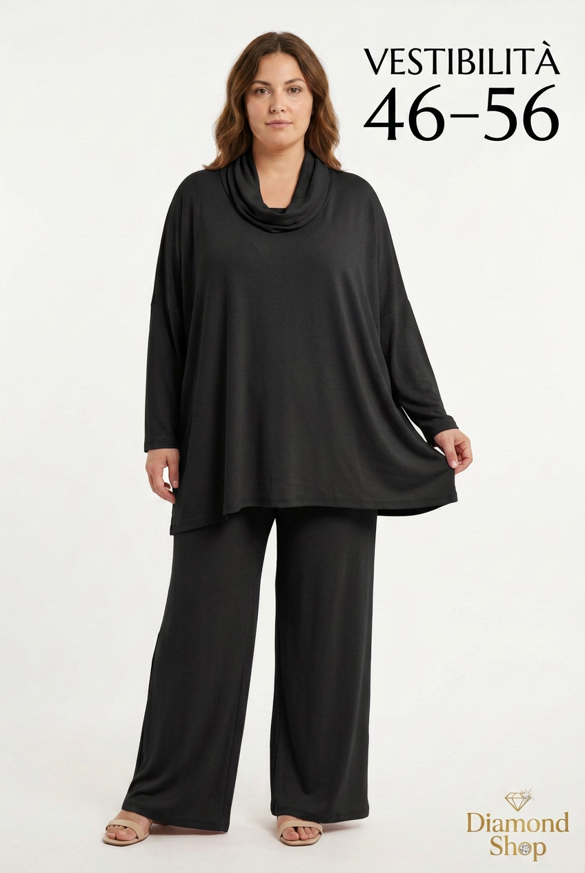 Coordinato Curvy nero, vestibilità 46–56, Diamond Shop