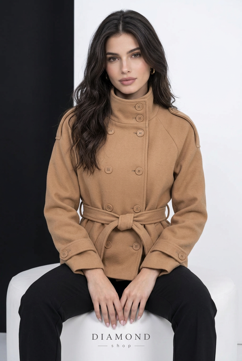 Giacca donna doppiopetto con cintura – Vestibilità 38–46
