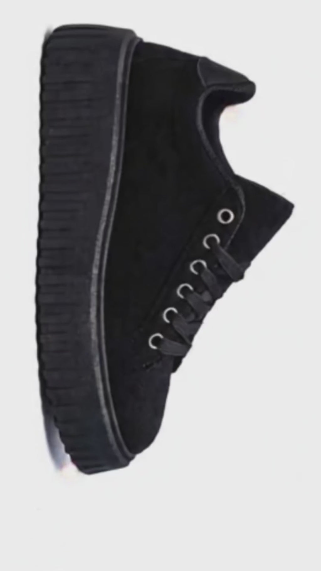 Sneakers Platform Donna in Camoscio Nero con Suola Zigrinata – Modello Casual Urban