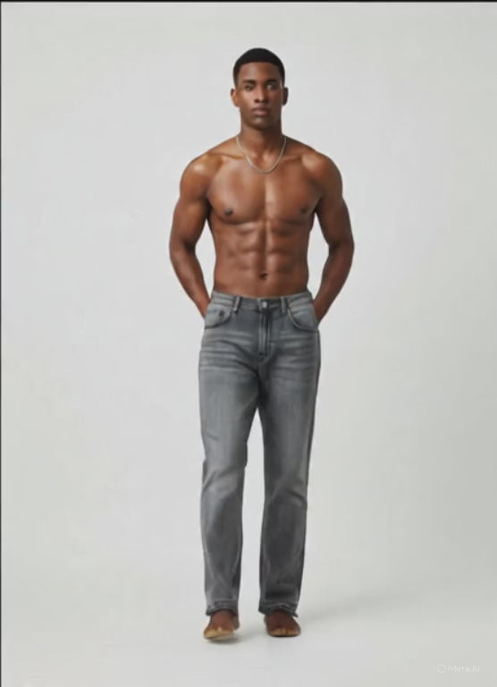 Jeans  👖 42_ 52    Grigio Sfumato – Retro Urban Denim)                      Flare Fit Grigio Lavato – Denim Uomo