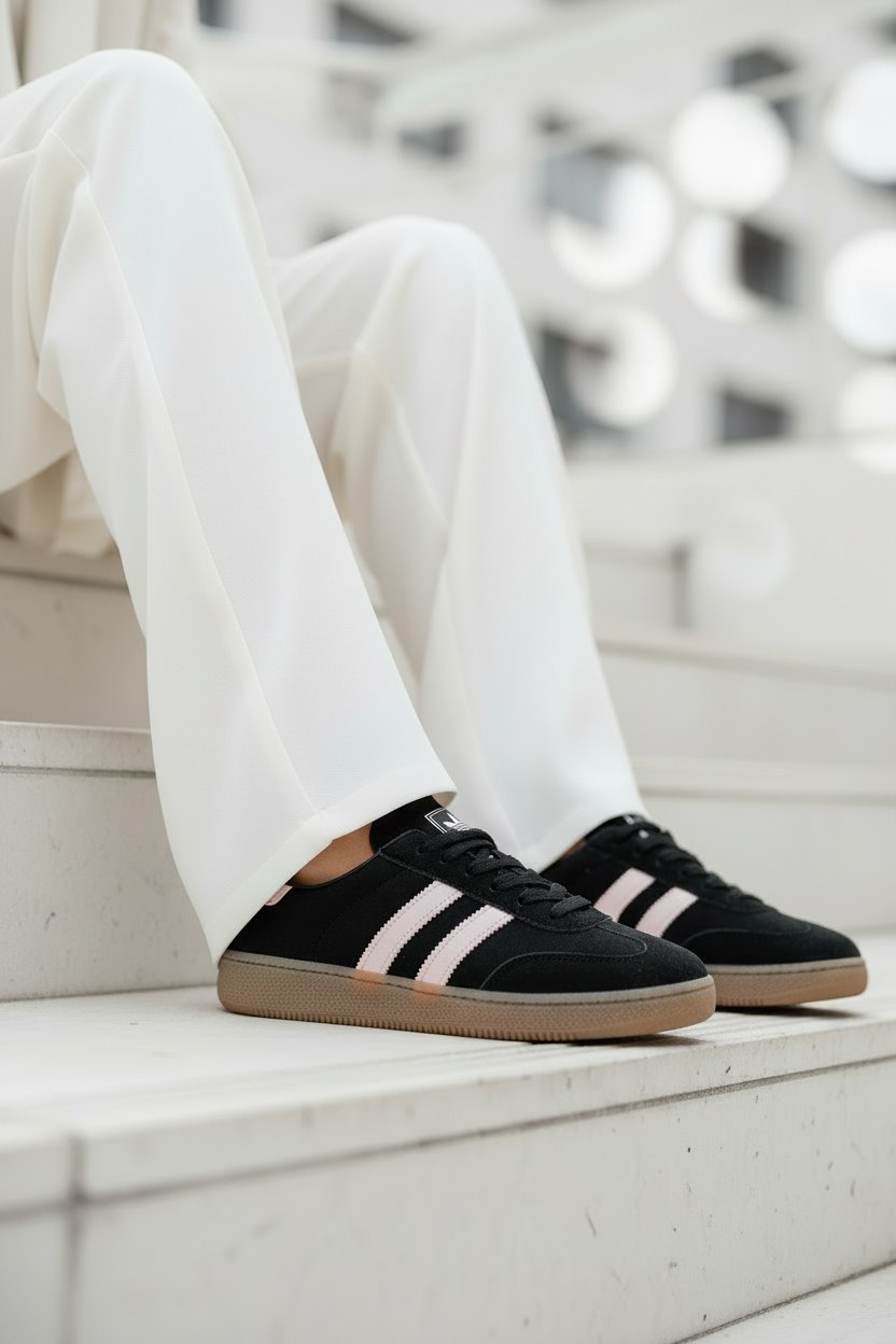 Sneakers Marlow Retro – Black & Soft Pink (Edizione Limitata