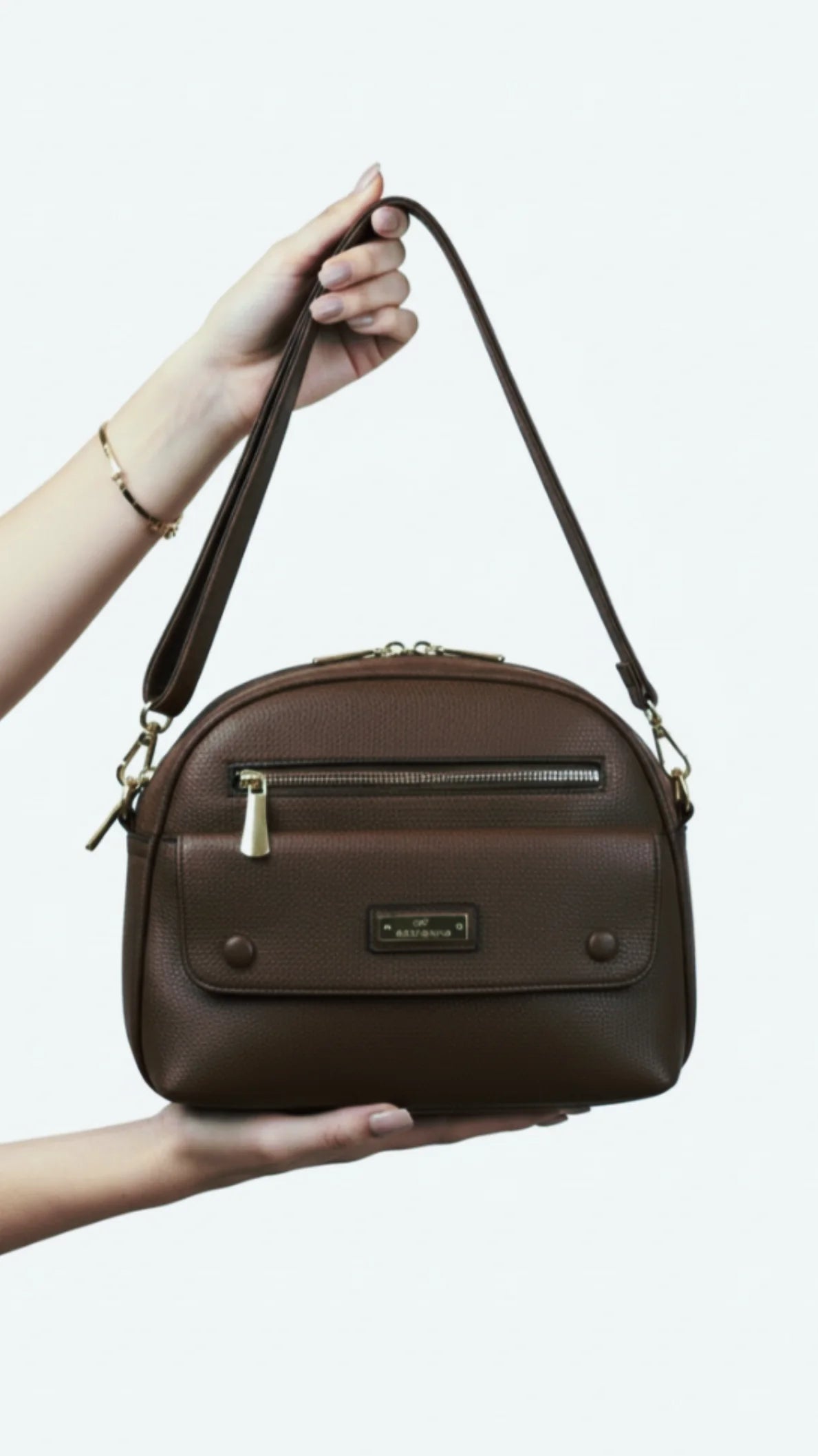 Borsa Donna a Tracolla Charro in Ecopelle Marrone - Multitasche