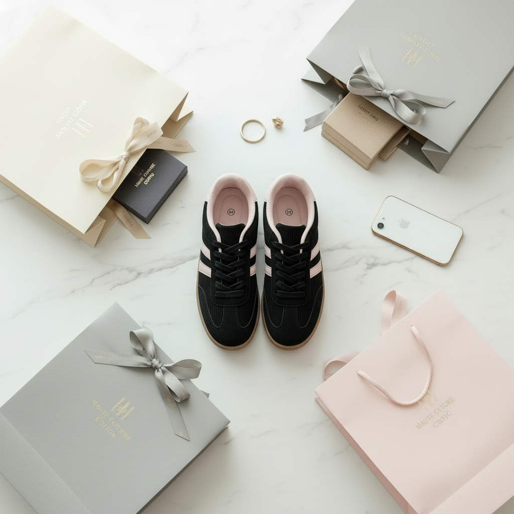 Sneakers Marlow Retro – Black & Soft Pink (Edizione Limitata