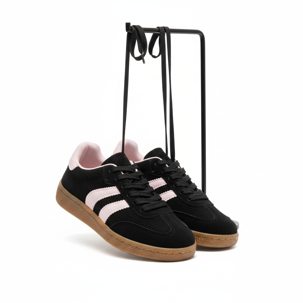 Sneakers Marlow Retro – Black & Soft Pink (Edizione Limitata