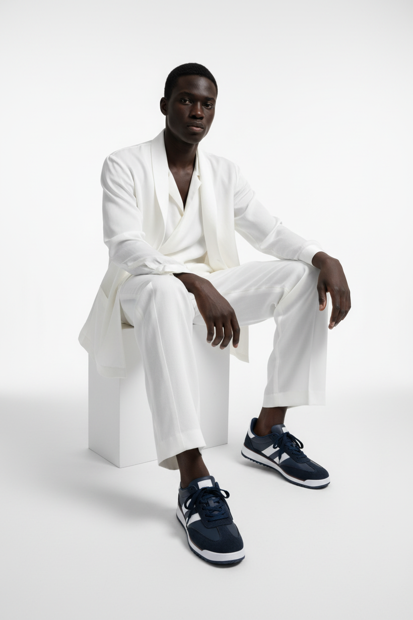 Sneaker Uomo Vintage Urban – Blu  con Dettagli Bianco Style