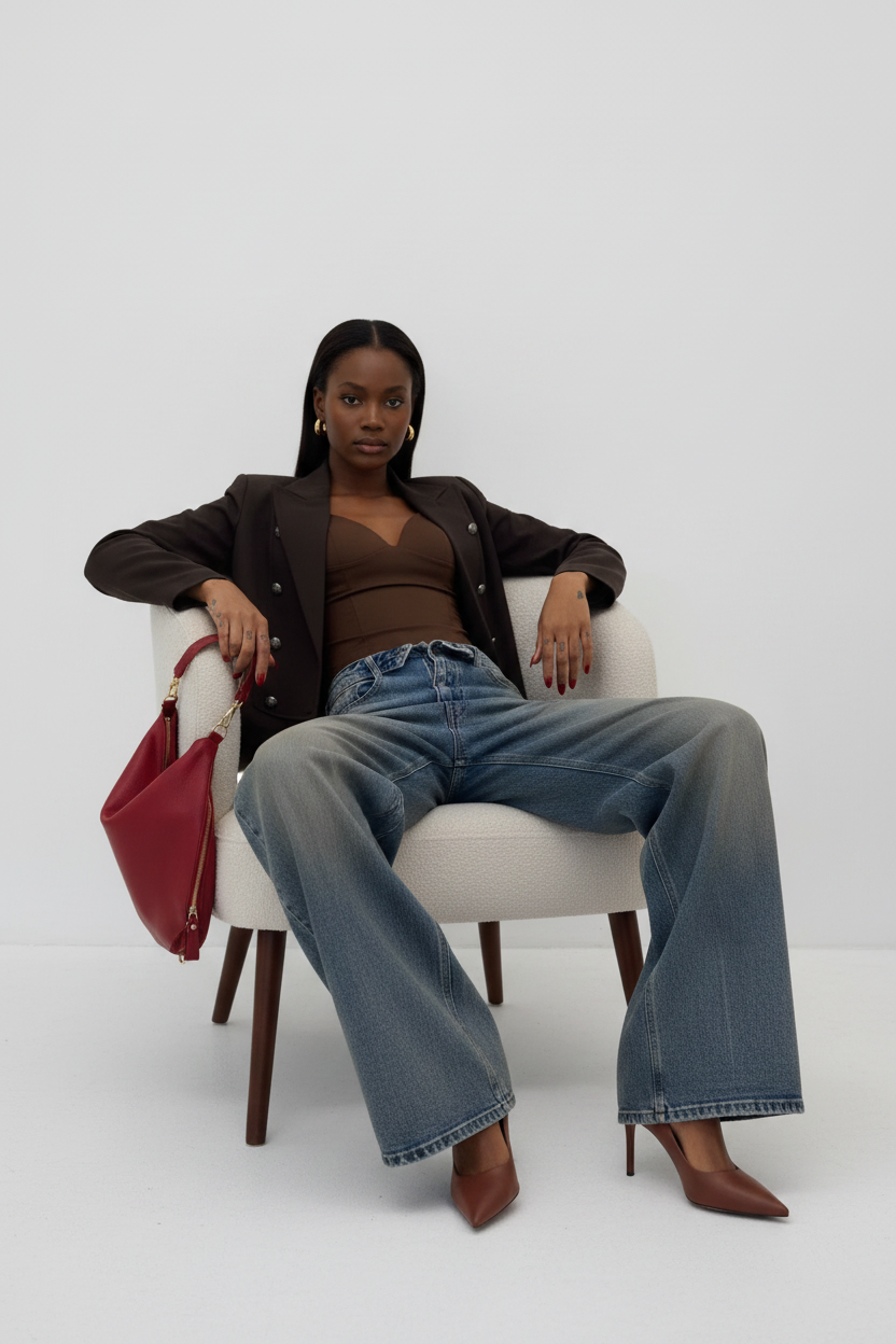 ✅ Baggy  Wide-Leg a gamba extra ampia.denim più richiesto del momento🌟 tendenza effetto sabbiato