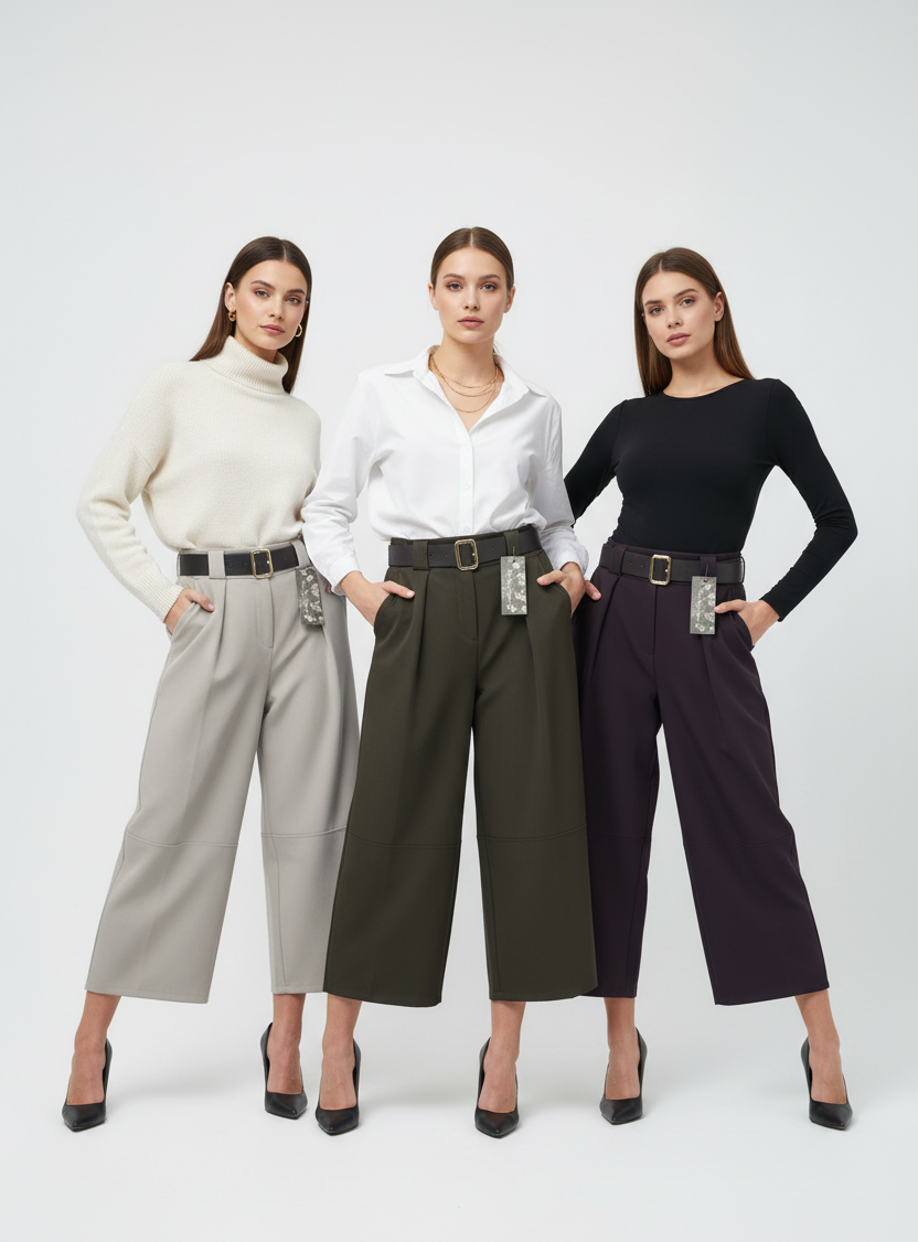 Pantalone Culotte Elasticizzato con Cintura Inclusa – Taglia Unica Comoda (Veste 40-48)