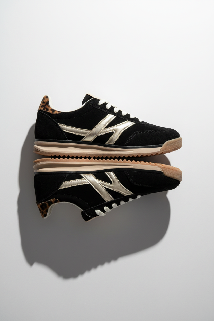 Sneakers Donna BACK  Modello Jogger Camoscio Nero - Taglie 36-41 - In Offerta a €29