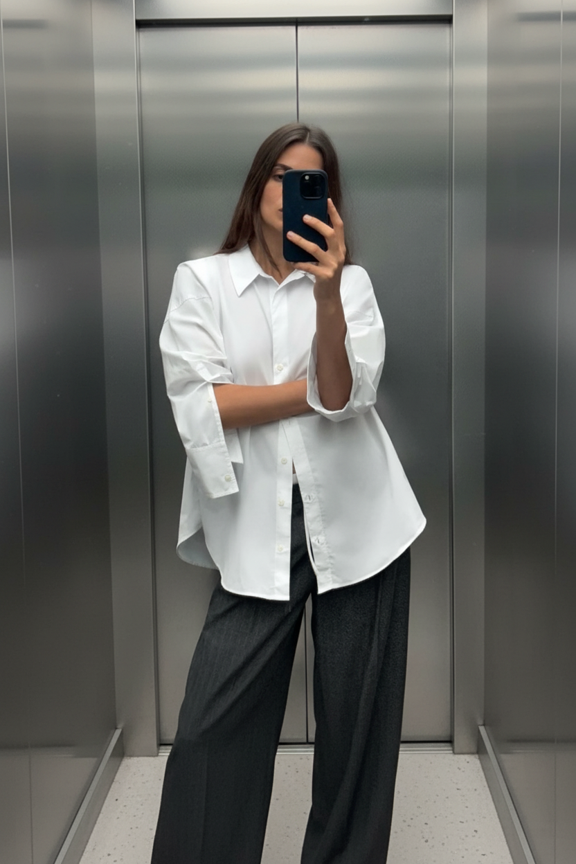 📌 Camicia Oversize in Popeline Bianco – Diamond Shop Scarperia