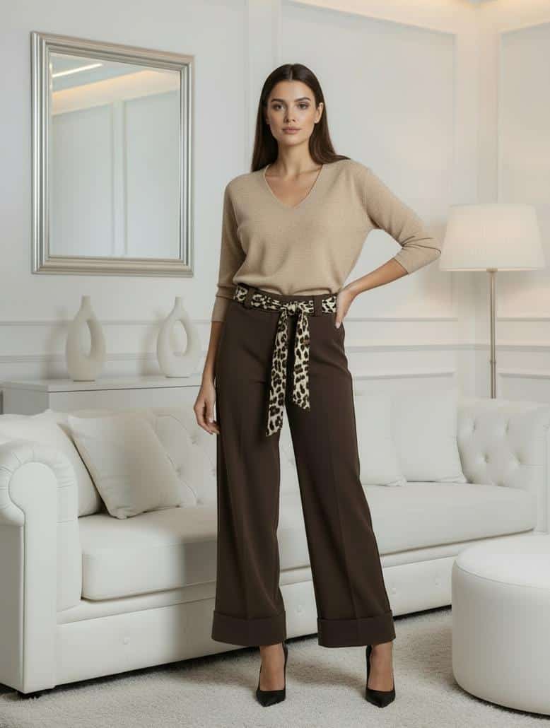 Pantalone Culotte Elasticizzato con Cintura Inclusa – Taglia Unica Slim S M L XL  (Veste 40-48). Curvy: 2XL 3XL ( VESTE 50_54)