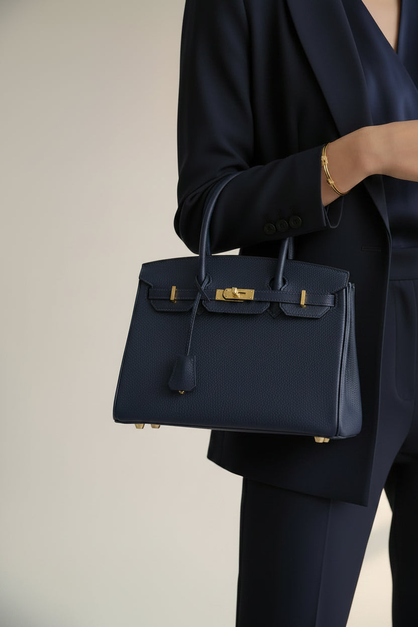 Borsa Iconica Strutturata Blu Notte con Dettagli Oro | Offerta Limitata Diamond Shop