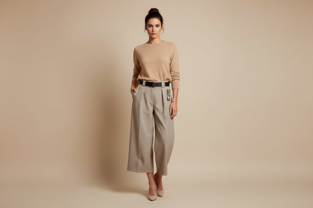 Pantalone Culotte Elasticizzato con Cintura Inclusa – Taglia Unica Comoda (Veste 40-48)
