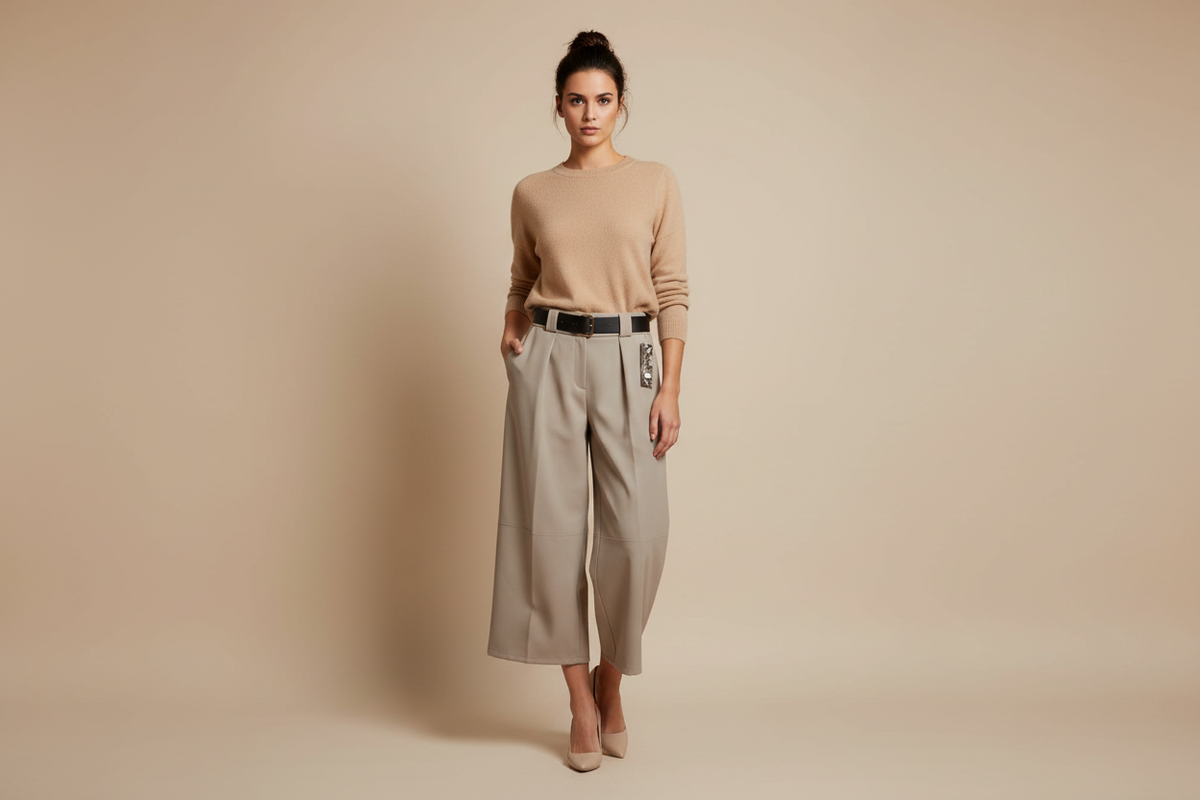 Pantalone Culotte Elasticizzato con Cintura Inclusa – Taglia Unica Comoda (Veste 40-48)