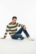 Pullover Uomo a Righe in Maglia Tricot