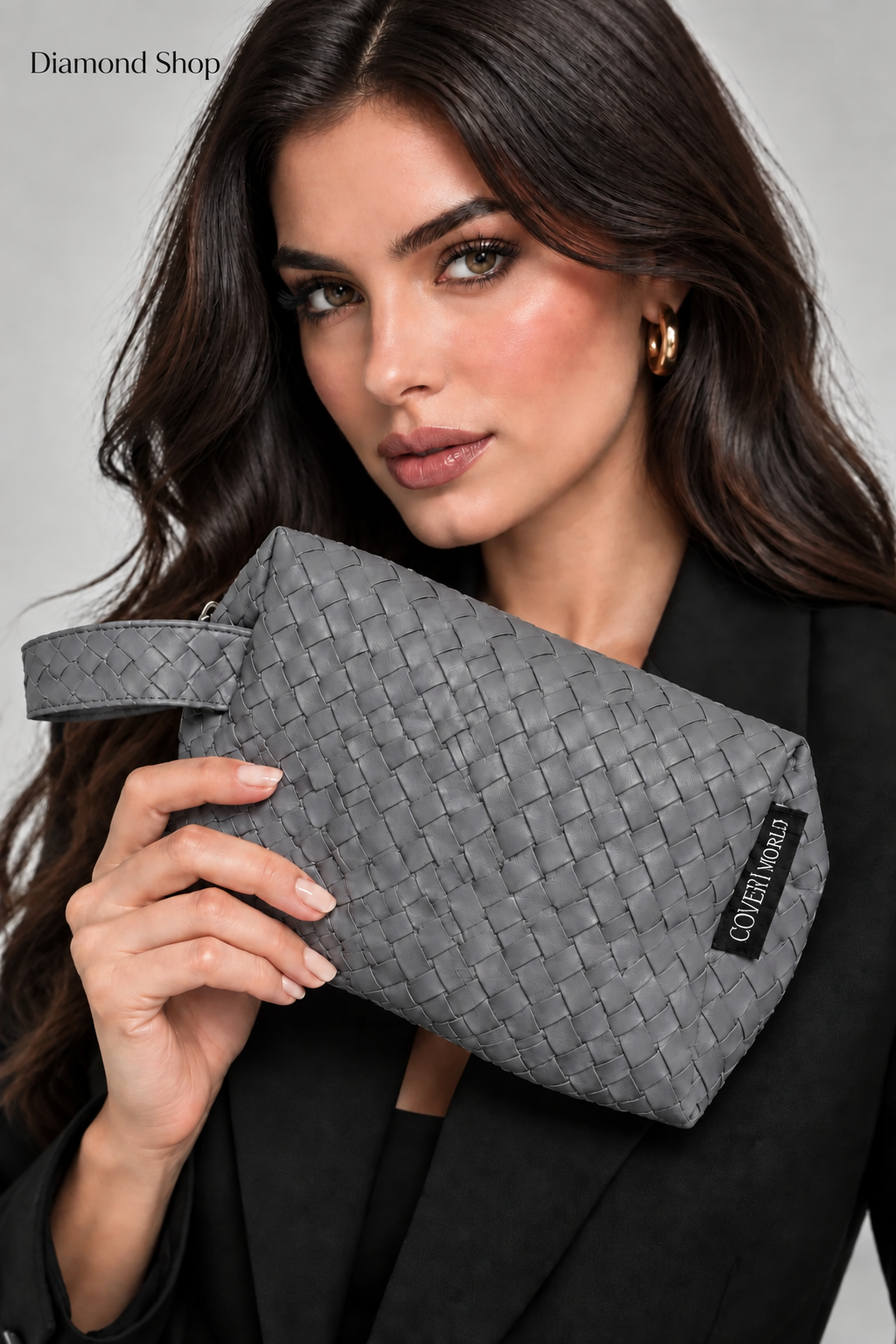 Pochette Intrecciata Coveri World – L'Organizer da Viaggio Glamour e Compatto (Grigio / Nero