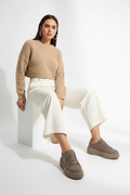 🏷️ Sneakers Platform Donna Effetto Suede – Khaki / Marrone