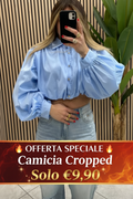 Camicia Cropped Azzurra con Maniche Giga a Sbuffo – In Offerta Lancio 9.90