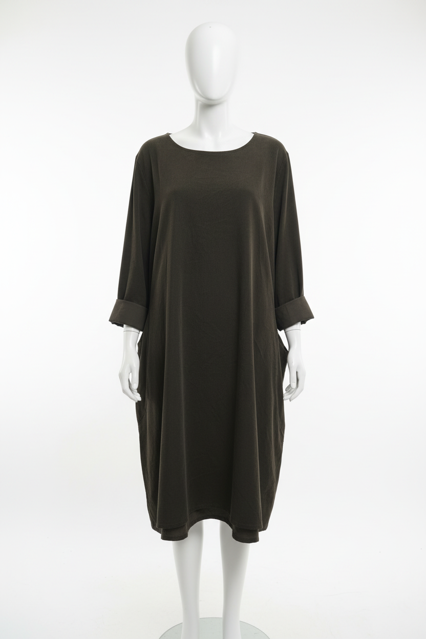Maxi Vestito  in Micro-Velluto a Costine – Taglie COMFORT Curve 46-56