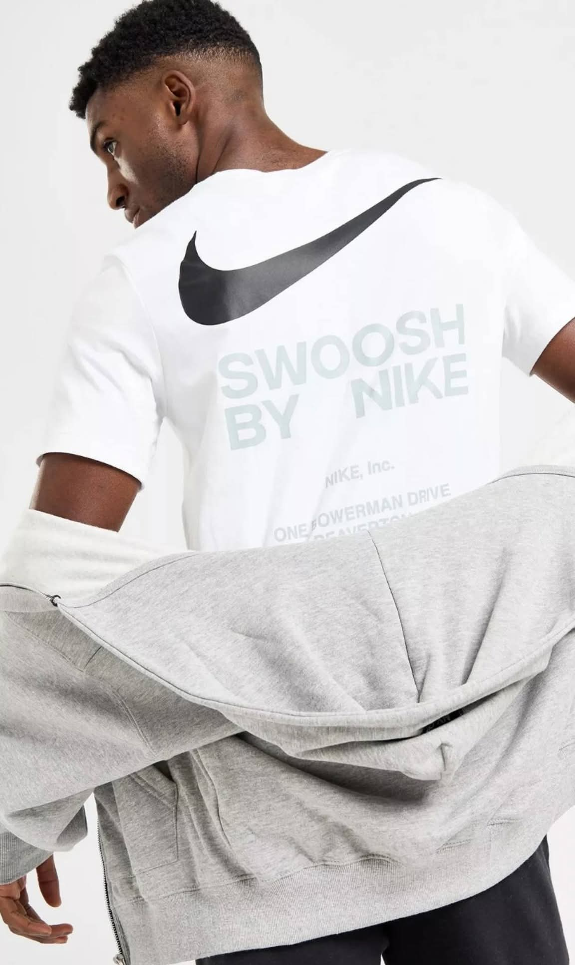 T-Shirt Uomo Nike Sportswear Big Swoosh Bianca – Esclusiva Taglie Over M e XXL