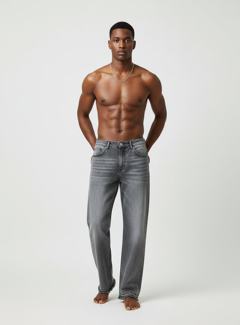 Jeans  👖 42_ 52    Grigio Sfumato – Retro Urban Denim)                      Flare Fit Grigio Lavato – Denim Uomo