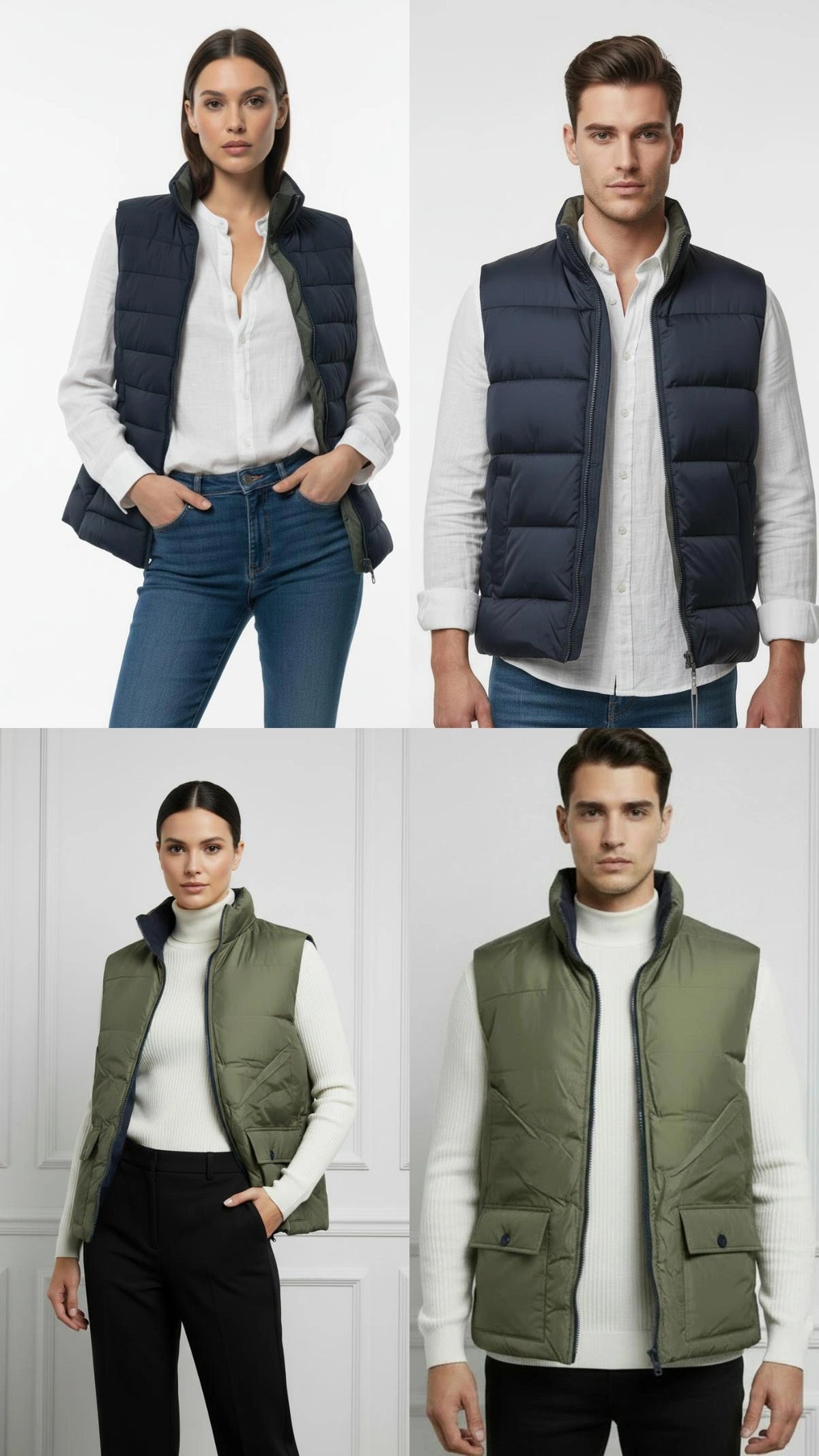 2 LOOK IN 1 💥 Il capo definitivo per il tuo stile urban è arrivato!   Smanicato Imbottito Reversibile Blu e Verde Militare – Urban Style)  M_ 3XL