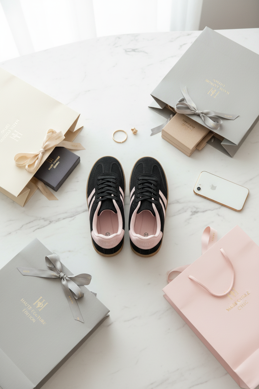 Sneakers Marlow Retro – Black & Soft Pink (Edizione Limitata