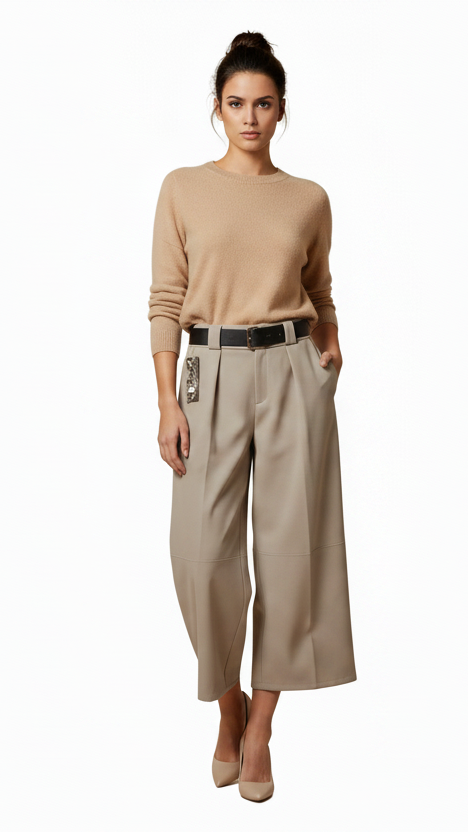 Pantalone Culotte Elasticizzato con Cintura Inclusa – Taglia Unica Comoda (Veste 40-48)