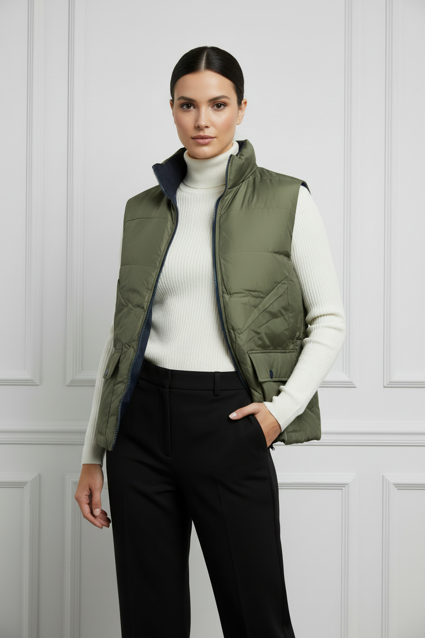 2 LOOK IN 1 💥 Il capo definitivo per il tuo stile urban è arrivato!   Smanicato Imbottito Reversibile Blu e Verde Militare – Urban Style)  M_ 3XL