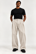 ✅ Pantaloni Baggy Uomo con Pences  a Gamba Larga           – Beige chiaro- Blu navy - Beige scuro