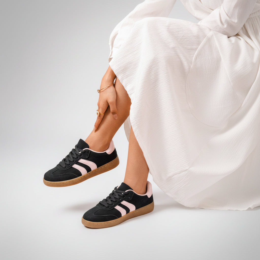 Sneakers Marlow Retro – Black & Soft Pink (Edizione Limitata