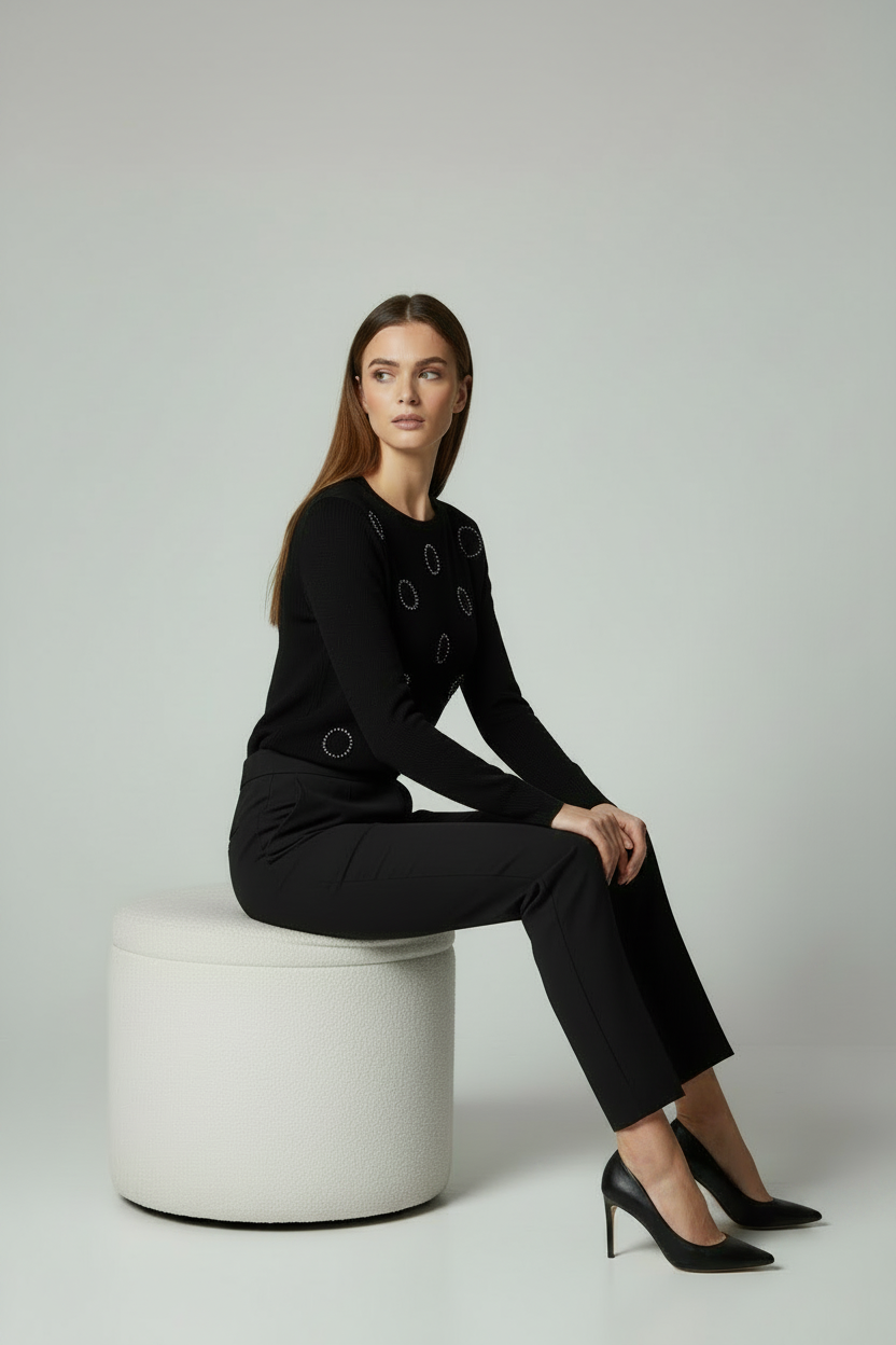 Pullover Girocollo  con Dettagli Luminosi