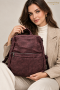 Zaino Donna Antifurto in Morbida Ecopelle Lavata – Color Sangria 🍷