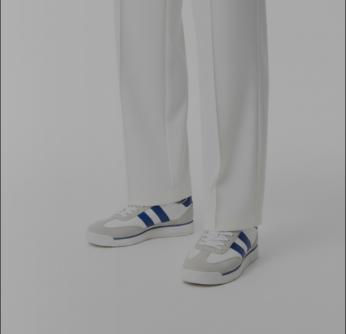 Sneaker Uomo Vintage Urban – Bianco Panna con Dettagli Blu Style