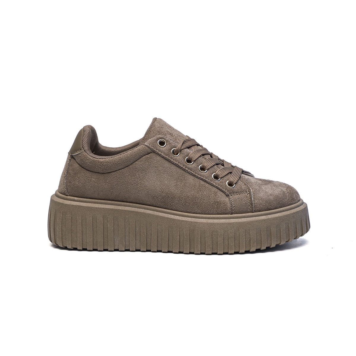 🏷️ Sneakers Platform Donna Effetto Suede – Khaki / Marrone